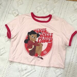 The Proud Family Penny Proud Raglan Cropped Boxy Short Sleeve Tee T-Shirt XL